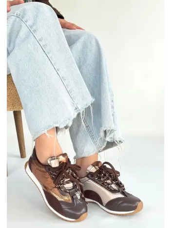 Ranu Kahverengi Cilt Paraşüt Detaylı Bağcıklı Spor Ayakkabı