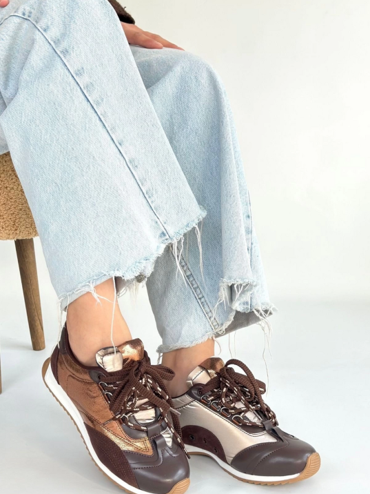 Ranu Kahverengi Cilt Paraşüt Detaylı Bağcıklı Spor Ayakkabı