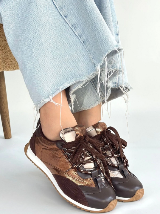 Ranu Kahverengi Cilt Paraşüt Detaylı Bağcıklı Spor Ayakkabı