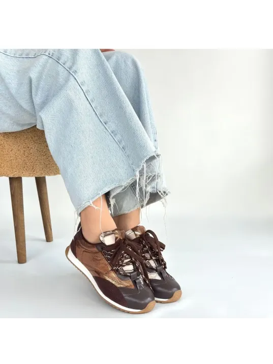 Ranu Kahverengi Cilt Paraşüt Detaylı Bağcıklı Spor Ayakkabı
