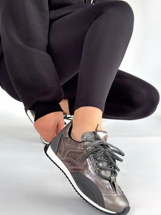 Ranu Platin Cilt Paraşüt Detaylı Bağcıklı Spor Ayakkabı