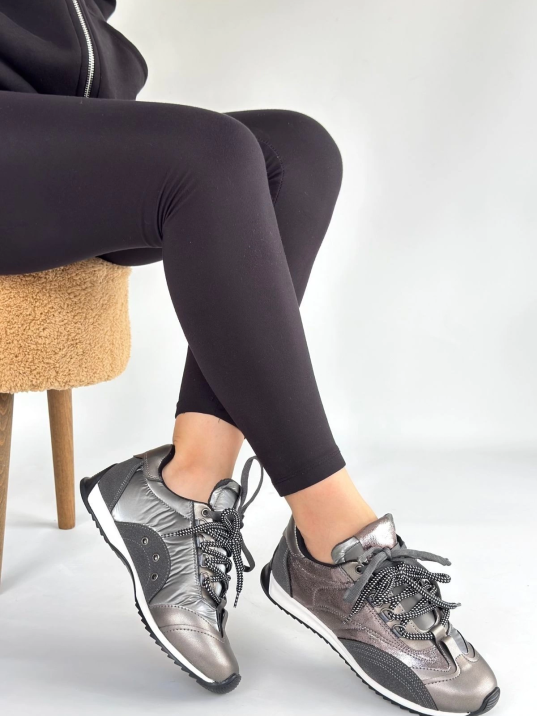 Ranu Platin Cilt Paraşüt Detaylı Bağcıklı Spor Ayakkabı