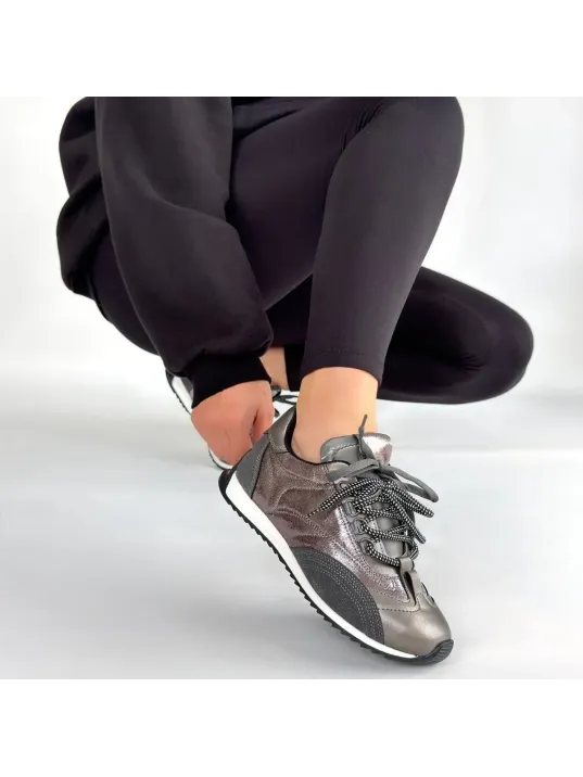 Ranu Platin Cilt Paraşüt Detaylı Bağcıklı Spor Ayakkabı