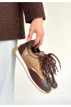 Reat Kahverengi Cilt Bağcıklı  Paraşüt Detaylı Spor Ayakkabı