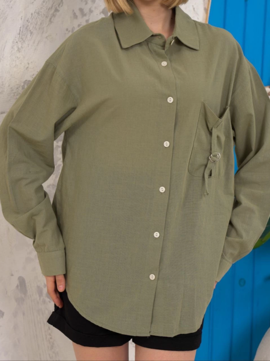 Relax fit keten gömlek haki s255349 Relax fit keten gömlek haki s255349