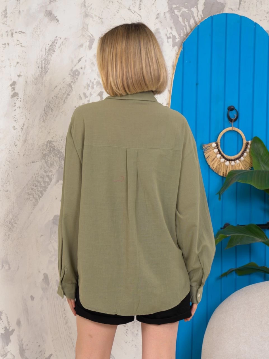 Relax fit keten gömlek haki s255349 Relax fit keten gömlek haki s255349