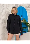 Relax Fit Keten Gömlek Siyah S255349
