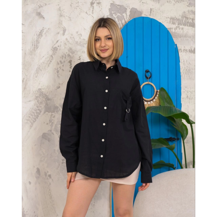 Relax fit keten gömlek siyah s255349 Relax fit keten gömlek siyah s255349