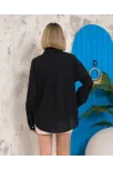 Relax Fit Keten Gömlek Siyah S255349