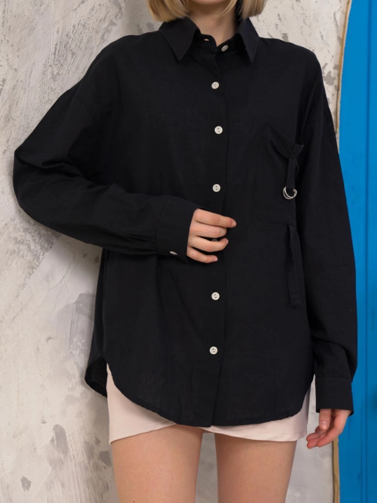 Relax fit keten gömlek siyah s255349 Relax fit keten gömlek siyah s255349