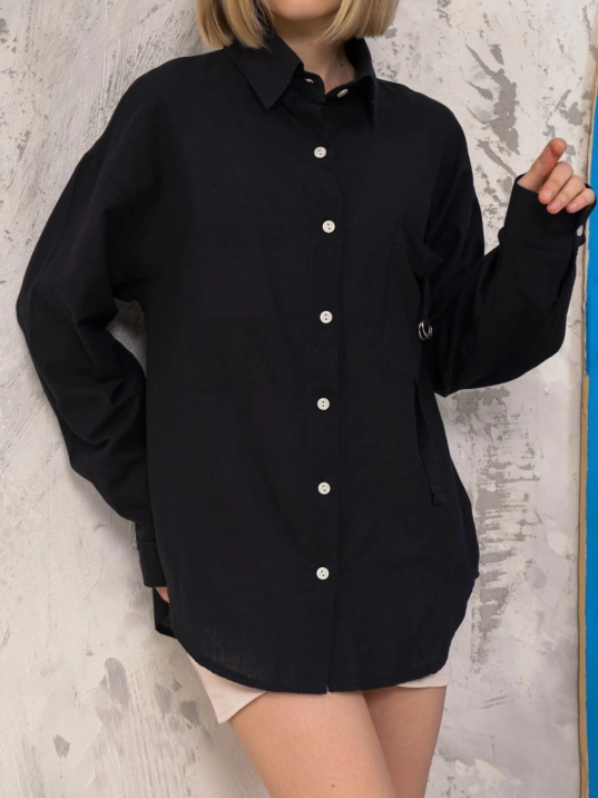 Relax fit keten gömlek siyah s255349 Relax fit keten gömlek siyah s255349