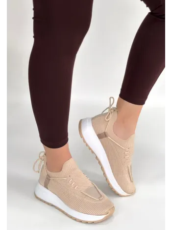 Renji Bej Triko Bağcıklı Spor Ayakkabı Renji Bej Triko Bağcıklı Spor Ayakkabı