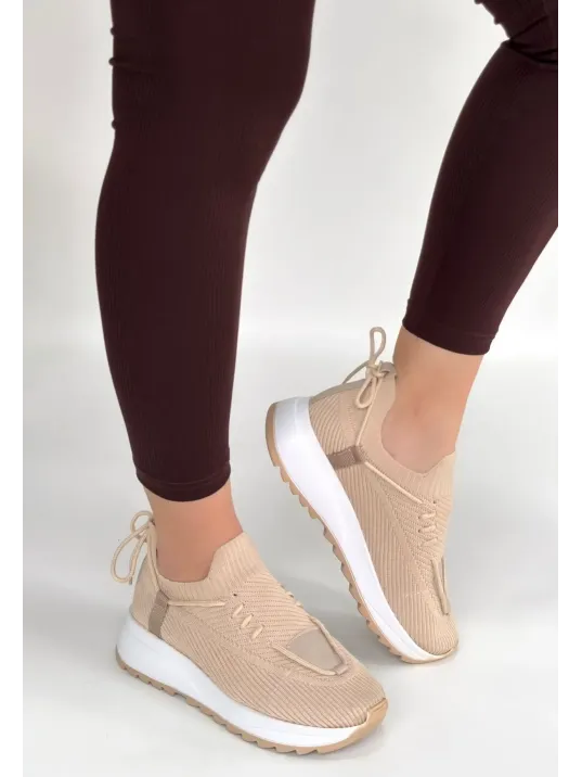 Renji Bej Triko Bağcıklı Spor Ayakkabı