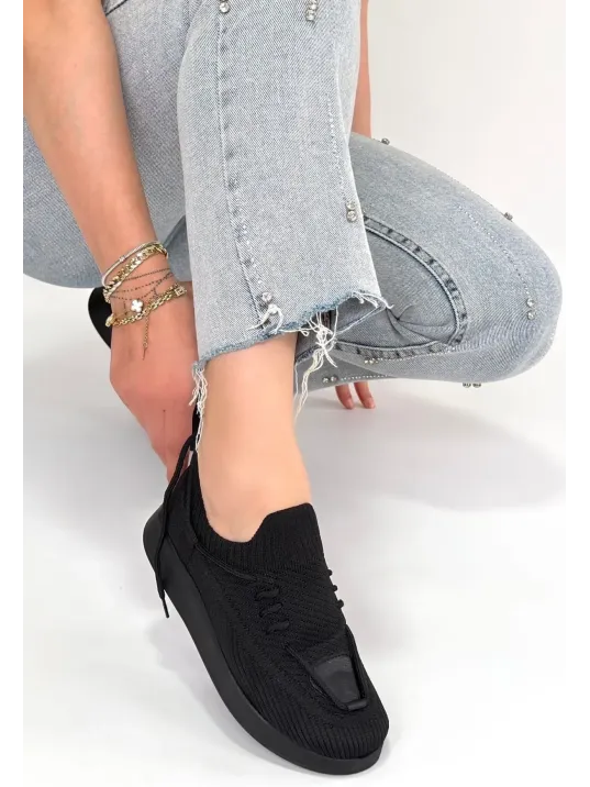 Renji Siyah Triko Bağcıklı Spor Ayakkabı