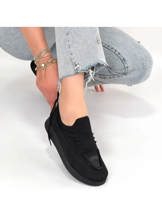 Renji Siyah Triko Bağcıklı Spor Ayakkabı