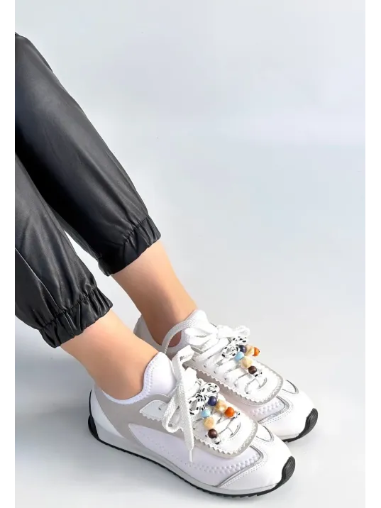Riaf Beyaz Cilt Bağcıklı Spor Ayakkabı