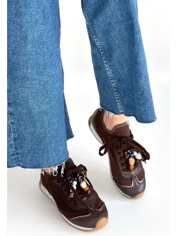 Riaf Kahverengi Cilt Bağcıklı Spor Ayakkabı