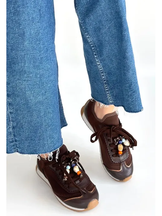 Riaf Kahverengi Cilt Bağcıklı Spor Ayakkabı