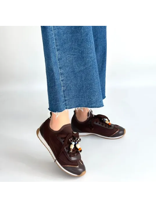 Riaf Kahverengi Cilt Bağcıklı Spor Ayakkabı