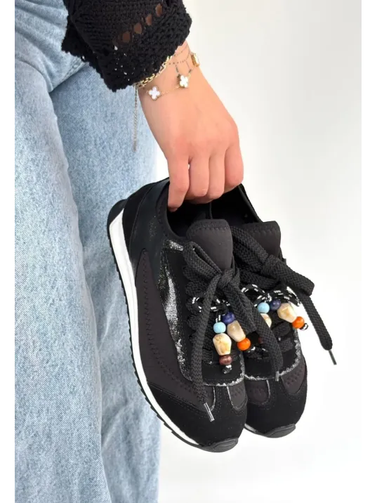 Riaf Siyah Cilt Bağcıklı Spor Ayakkabı