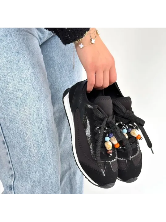 Riaf Siyah Cilt Bağcıklı Spor Ayakkabı