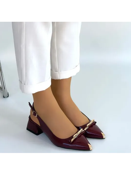 Ricy Bordo Rugan Topuklu Ayakkabı