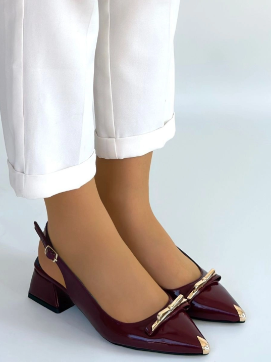 Ricy Bordo Rugan Topuklu Ayakkabı