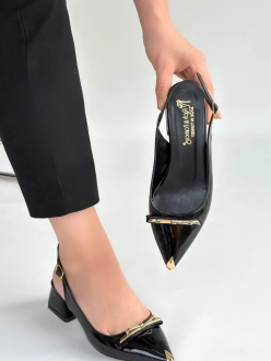 Ricy Siyah Rugan Topuklu Ayakkabı