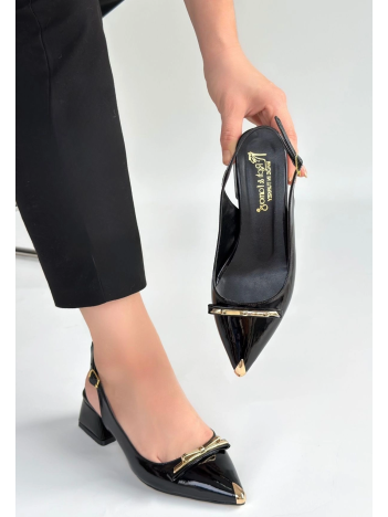 Ricy Siyah Rugan Topuklu Ayakkabı