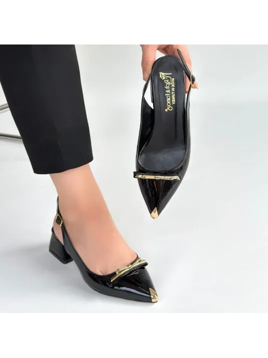 Ricy Siyah Rugan Topuklu Ayakkabı