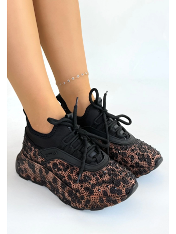 Rimay Kahverengi Cilt Boncuk İşlemeli Spor Ayakkabı Rimay Kahverengi Cilt Boncuk İşlemeli Spor Ayakkabı