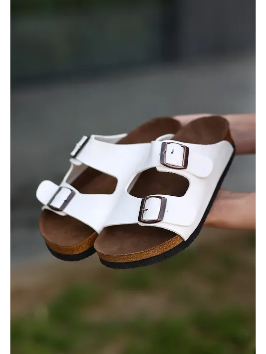 Rıno Beyaz Nubuk Terlik Rıno Beyaz Nubuk Terlik