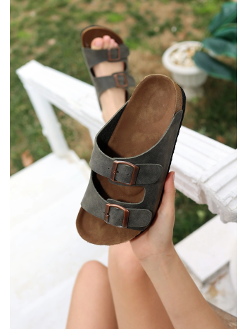 Rıno Haki Yeşil Nubuk Terlik Rıno Haki Yeşil Nubuk Terlik