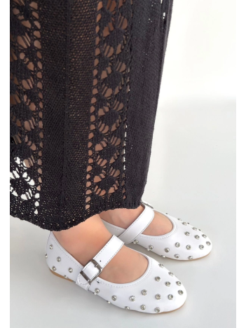 Ritta Beyaz Cilt Kemerli Babet Ayakkabı Ritta Beyaz Cilt Kemerli Babet Ayakkabı