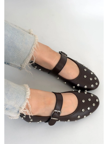 Ritta Kahverengi Cilt Kemerli Babet Ayakkabı Ritta Kahverengi Cilt Kemerli Babet Ayakkabı