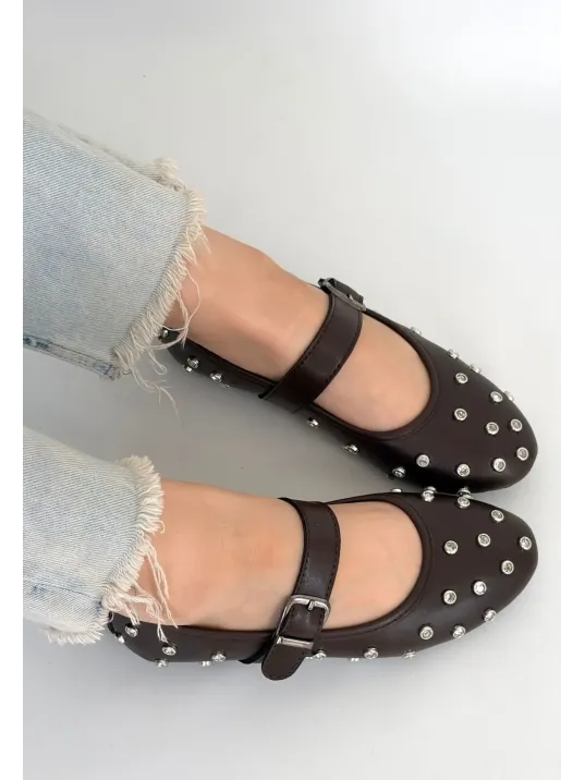 Ritta Kahverengi Cilt Kemerli Babet Ayakkabı