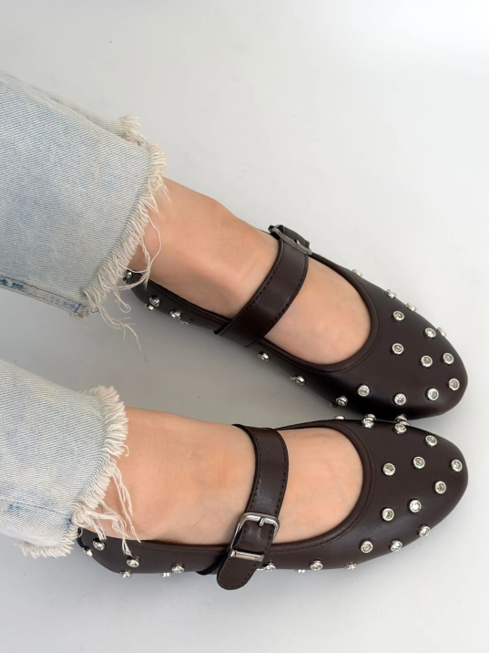 Ritta Kahverengi Cilt Kemerli Babet Ayakkabı Ritta Kahverengi Cilt Kemerli Babet Ayakkabı