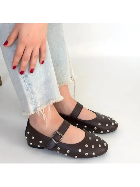 Ritta Kahverengi Cilt Kemerli Babet Ayakkabı