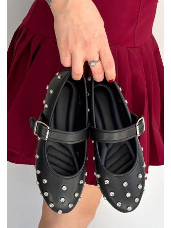 Ritta Siyah Cilt Kemerli Babet Ayakkabı