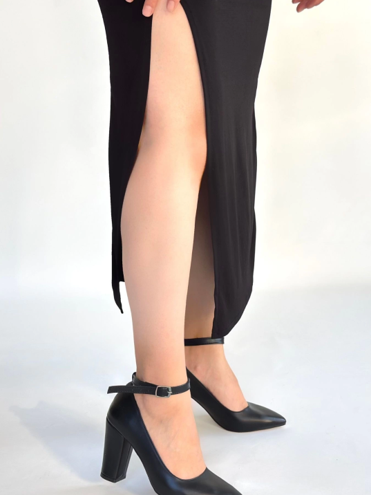 Rity Siyah Cilt Topuklu Ayakkabı