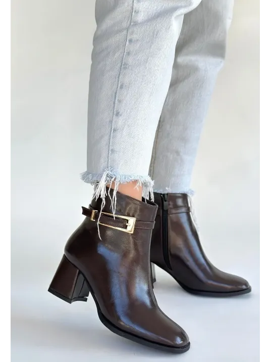 Rivav Acı Kahve Rugan Topuklu Bot Rivav Acı Kahve Rugan Topuklu Bot