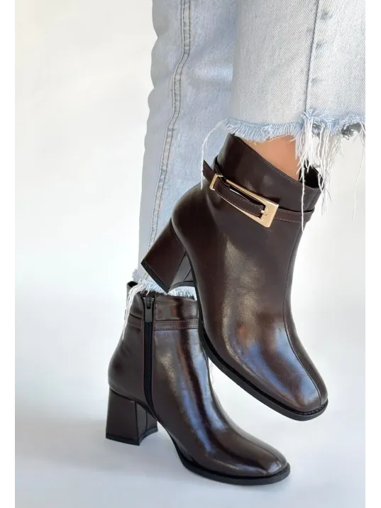 Rivav Acı Kahve Rugan Topuklu Bot Rivav Acı Kahve Rugan Topuklu Bot