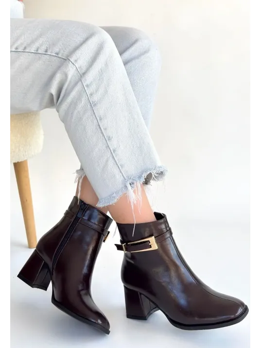 Rivav Acı Kahve Rugan Topuklu Bot Rivav Acı Kahve Rugan Topuklu Bot