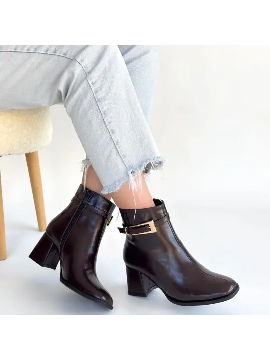 Rivav Acı Kahve Rugan Topuklu Bot Rivav Acı Kahve Rugan Topuklu Bot