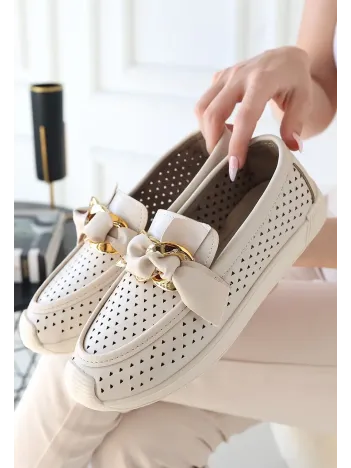 Riwan Bej Cilt Babet Ayakkabı Riwan Bej Cilt Babet Ayakkabı