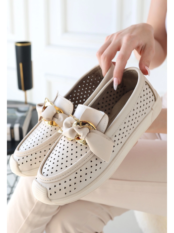 Riwan Bej Cilt Babet Ayakkabı Riwan Bej Cilt Babet Ayakkabı