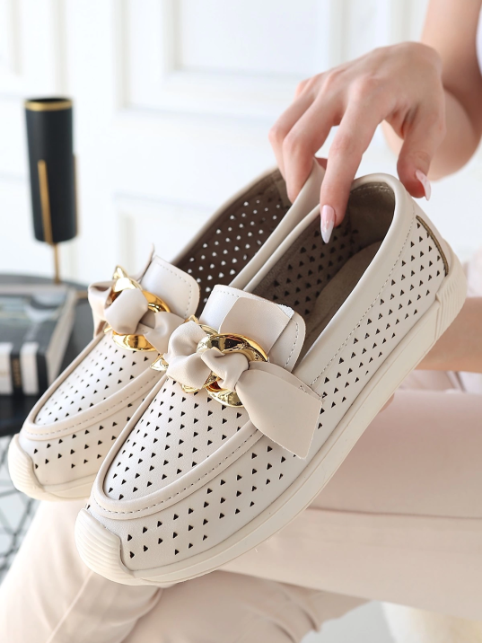 Riwan Bej Cilt Babet Ayakkabı Riwan Bej Cilt Babet Ayakkabı