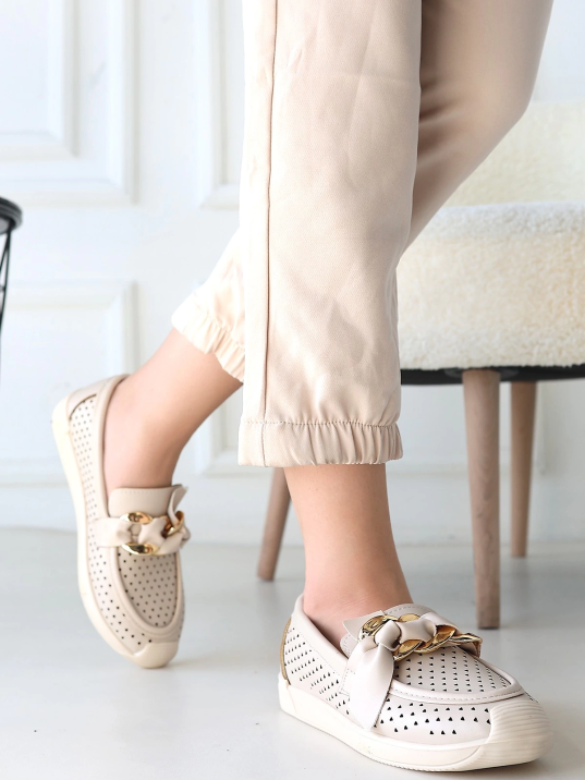 Riwan Bej Cilt Babet Ayakkabı Riwan Bej Cilt Babet Ayakkabı