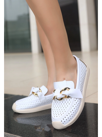 Riwan Beyaz Cilt Babet Ayakkabı Riwan Beyaz Cilt Babet Ayakkabı