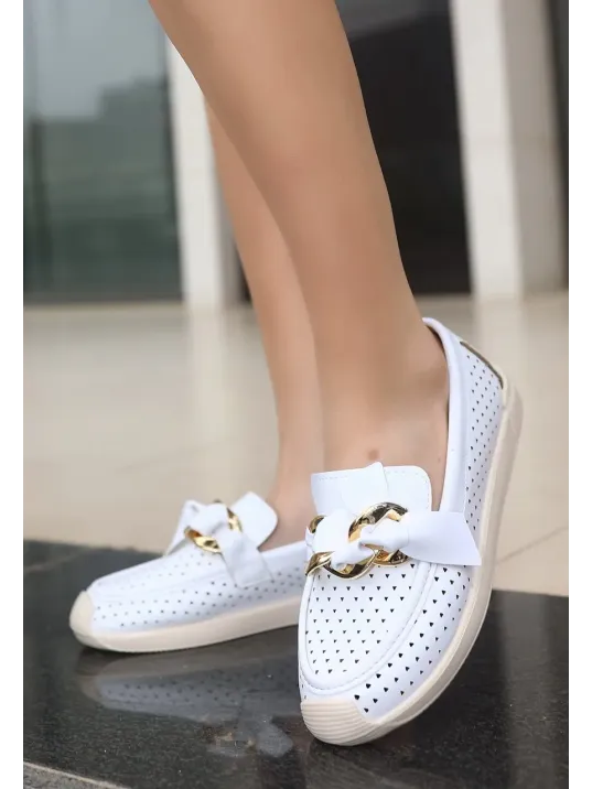 Riwan Beyaz Cilt Babet Ayakkabı Riwan Beyaz Cilt Babet Ayakkabı